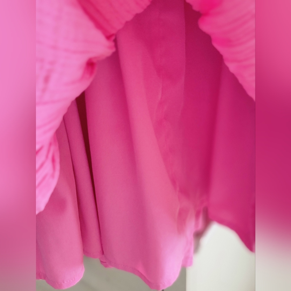 HOLLISTER PINK RUFFLE SHOULDER MINI DRESS - Picture 11 of 11
